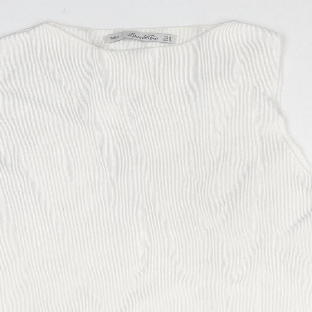 Womens UK Size M Zara White Basic Tank