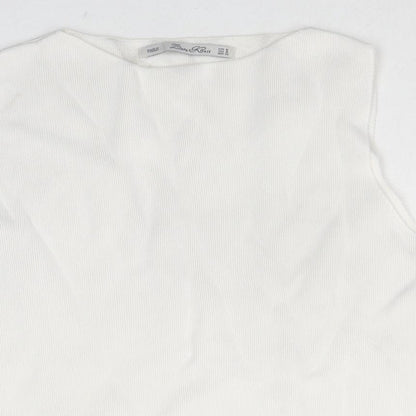Womens UK Size M Zara White Basic Tank