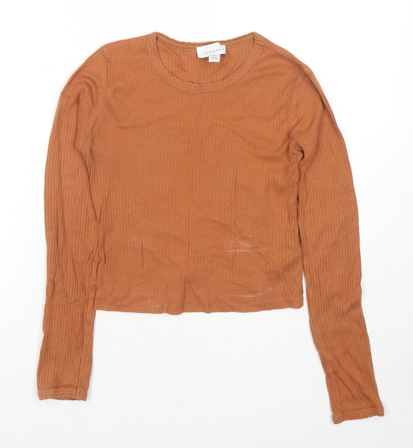 Womens UK Size 8 Topshop Brown Cropped T-Shirt