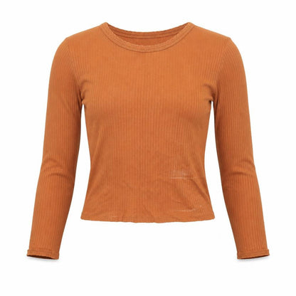 Womens UK Size 8 Topshop Brown Cropped T-Shirt