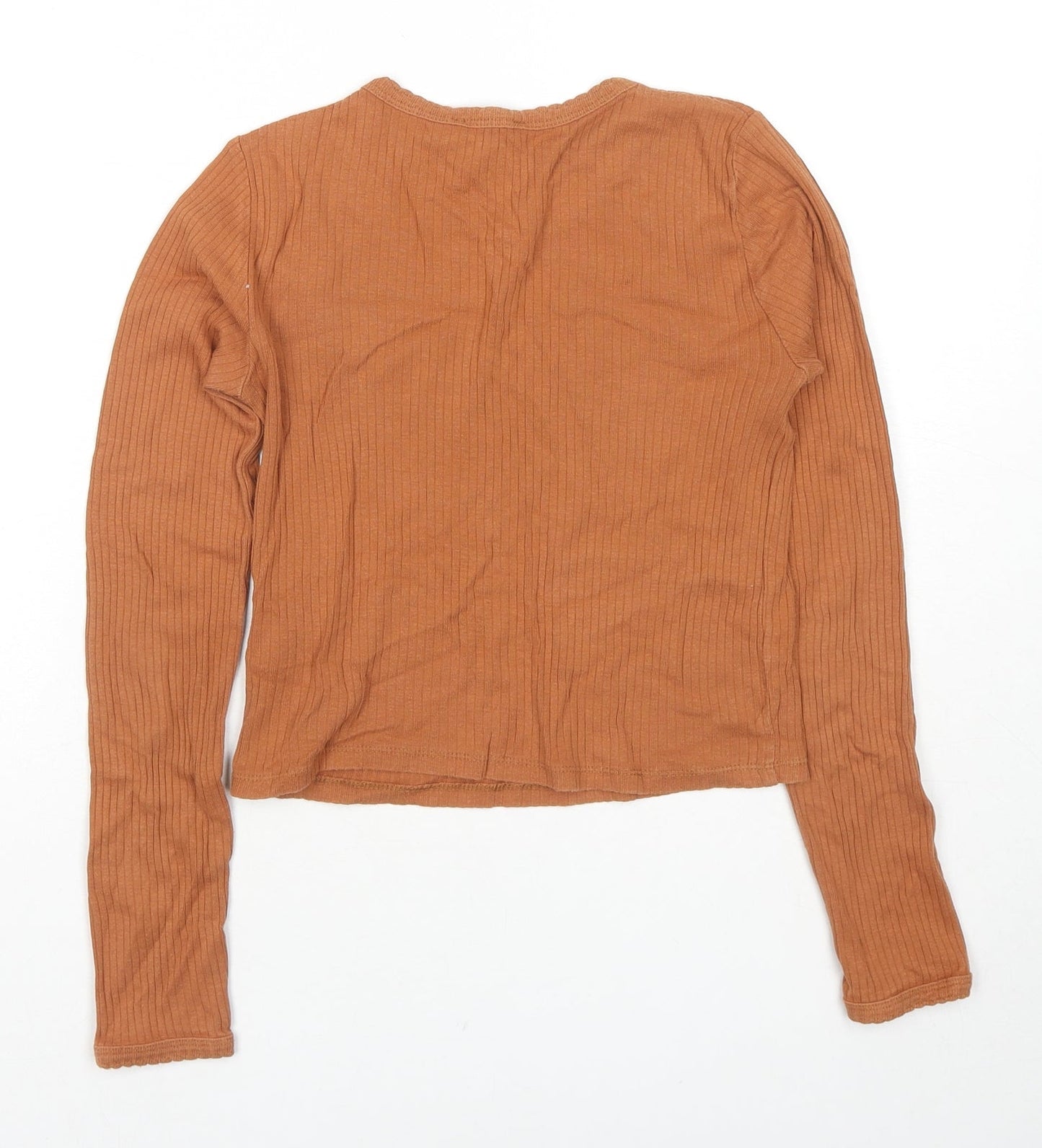 Womens UK Size 8 Topshop Brown Cropped T-Shirt