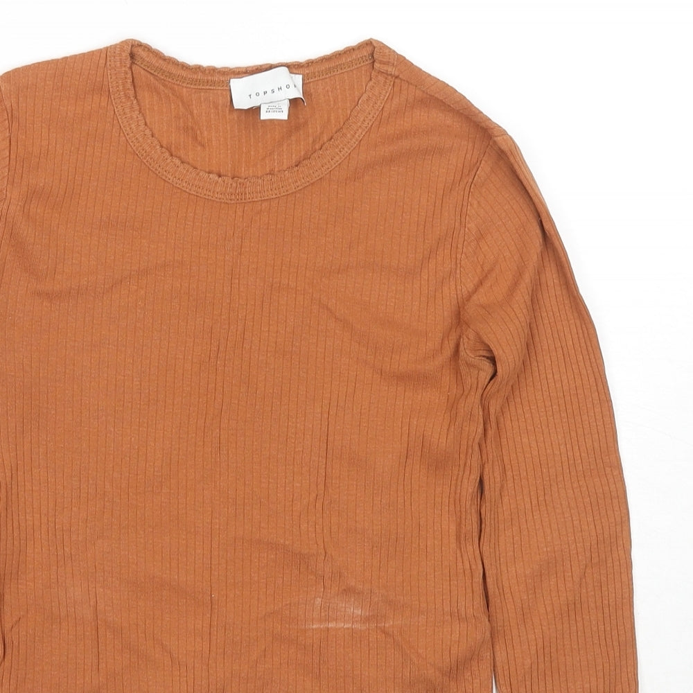 Womens UK Size 8 Topshop Brown Cropped T-Shirt