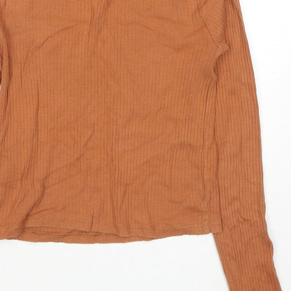 Womens UK Size 8 Topshop Brown Cropped T-Shirt