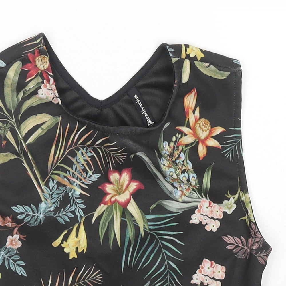 Womens UK Size 8 Stradivarius Black Cropped Blouse