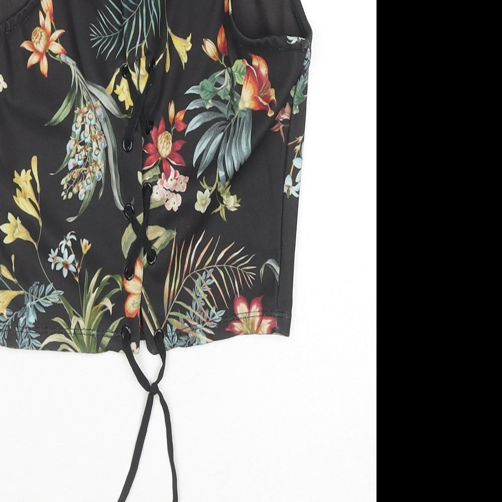 Womens UK Size 8 Stradivarius Black Cropped Blouse