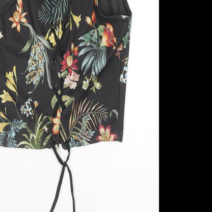 Womens UK Size 8 Stradivarius Black Cropped Blouse