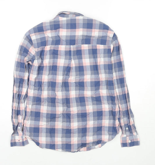 Jack Wills Womens Blue Check Cotton Basic Button-Up Size 8 Collared