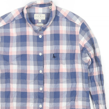 Jack Wills Womens Blue Check Cotton Basic Button-Up Size 8 Collared