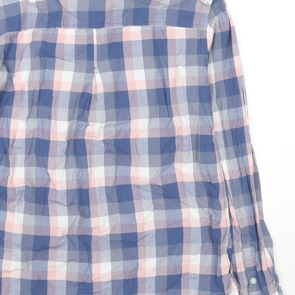 Jack Wills Womens Blue Check Cotton Basic Button-Up Size 8 Collared