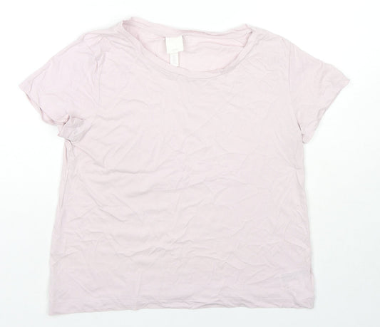 H&M Womens Pink Cotton Basic T-Shirt Size S Round Neck