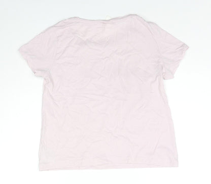 H&M Womens Pink Cotton Basic T-Shirt Size S Round Neck