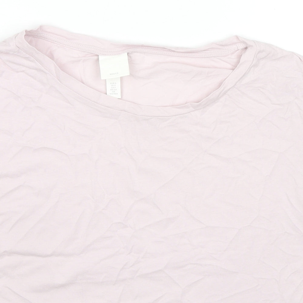 H&M Womens Pink Cotton Basic T-Shirt Size S Round Neck