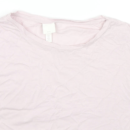 H&M Womens Pink Cotton Basic T-Shirt Size S Round Neck