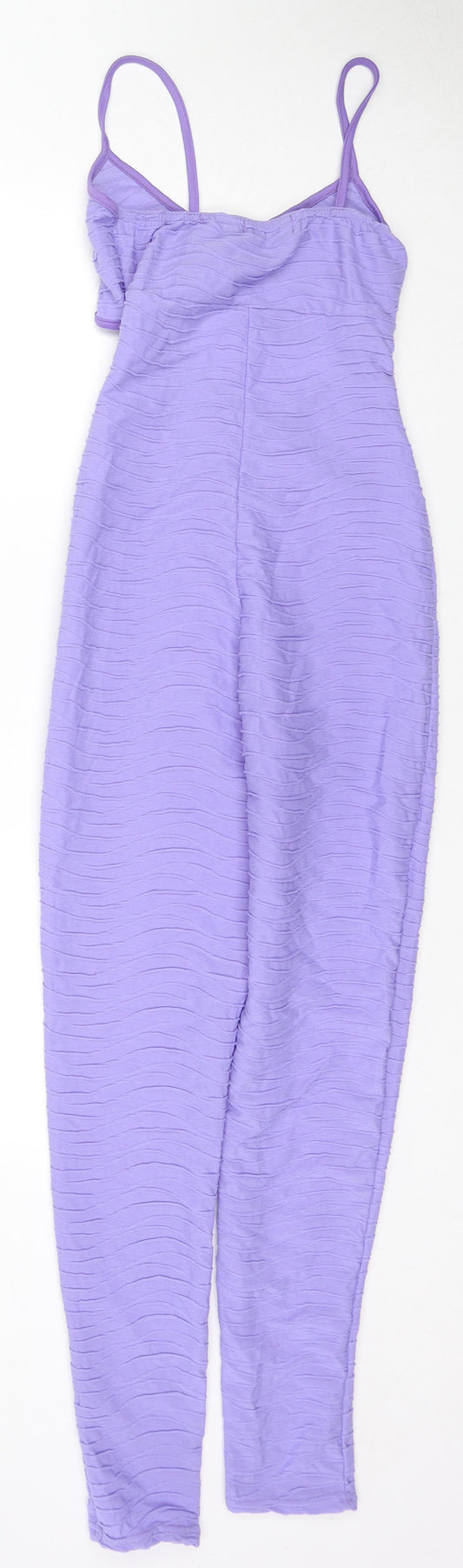 PRETTYLITTLETHING Womens Purple Polyester Jumpsuit One-Piece Size 6 L28 in Pullover - Cut Out Detail