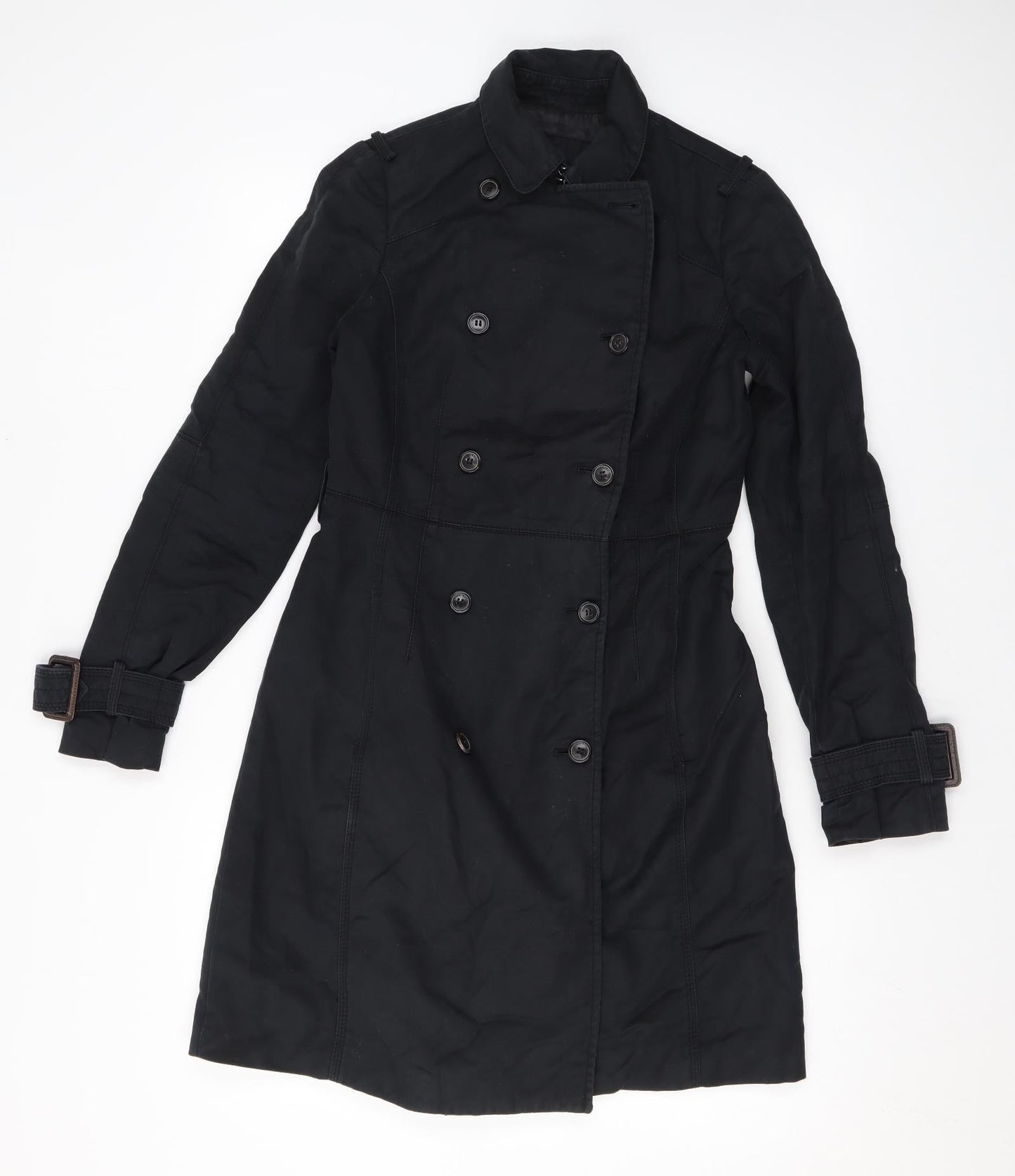 Womens UK Size XS Zara Black Trench Coat