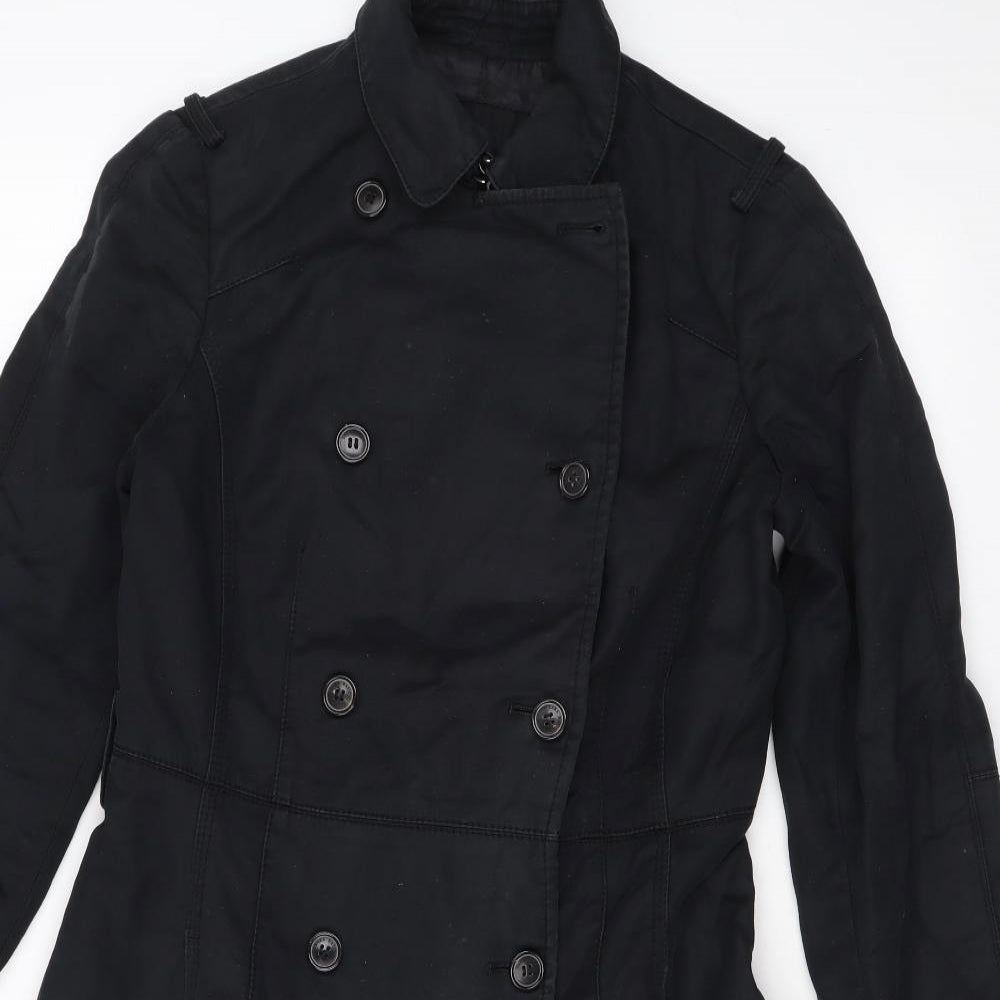 Womens UK Size XS Zara Black Trench Coat