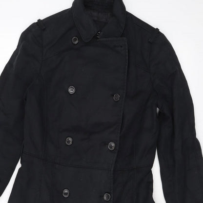 Womens UK Size XS Zara Black Trench Coat
