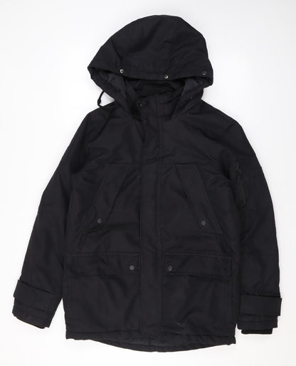 Mens UK Size S Bershka Black Rain Coat