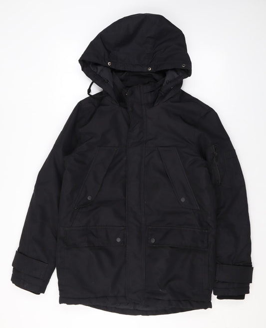 Mens UK Size S Bershka Black Rain Coat