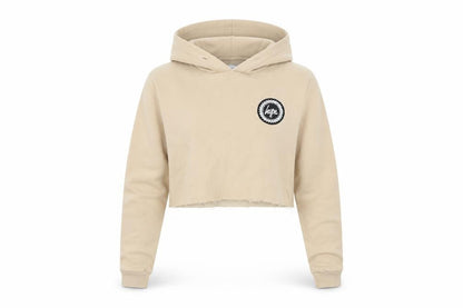 Hype Womens Beige Cotton Pullover Hoodie Size 8 Pullover - Cropped