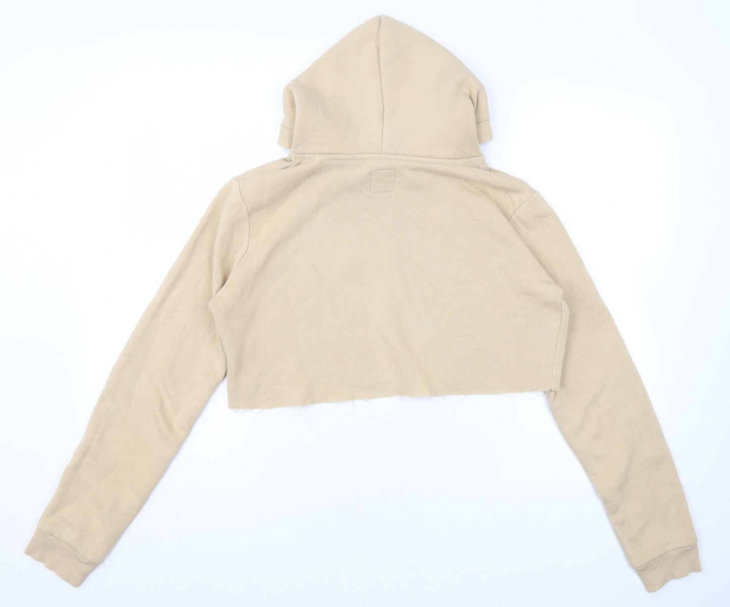 Hype Womens Beige Cotton Pullover Hoodie Size 8 Pullover - Cropped