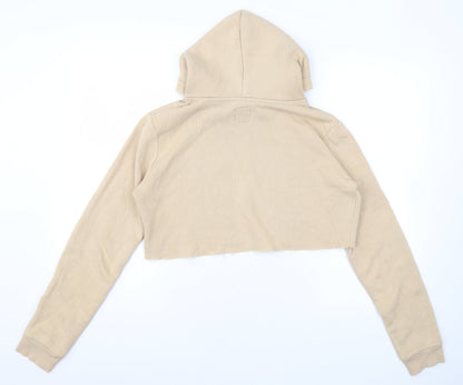 Hype Womens Beige Cotton Pullover Hoodie Size 8 Pullover - Cropped