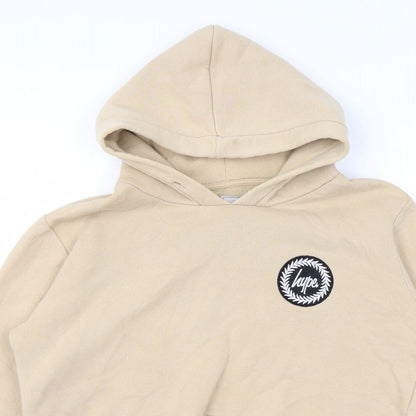 Hype Womens Beige Cotton Pullover Hoodie Size 8 Pullover - Cropped