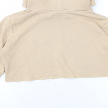 Hype Womens Beige Cotton Pullover Hoodie Size 8 Pullover - Cropped