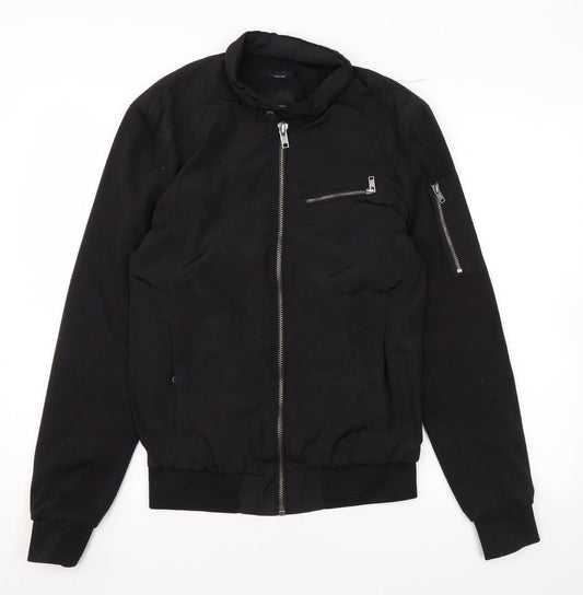 Zara Mens Black Bomber Jacket Jacket Size S Zip