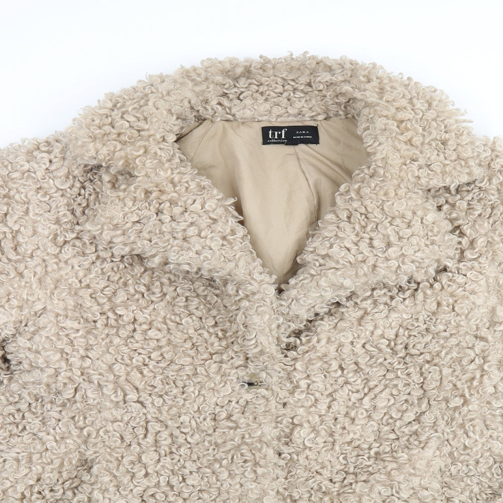 Womens UK Size S Zara Beige Overcoat