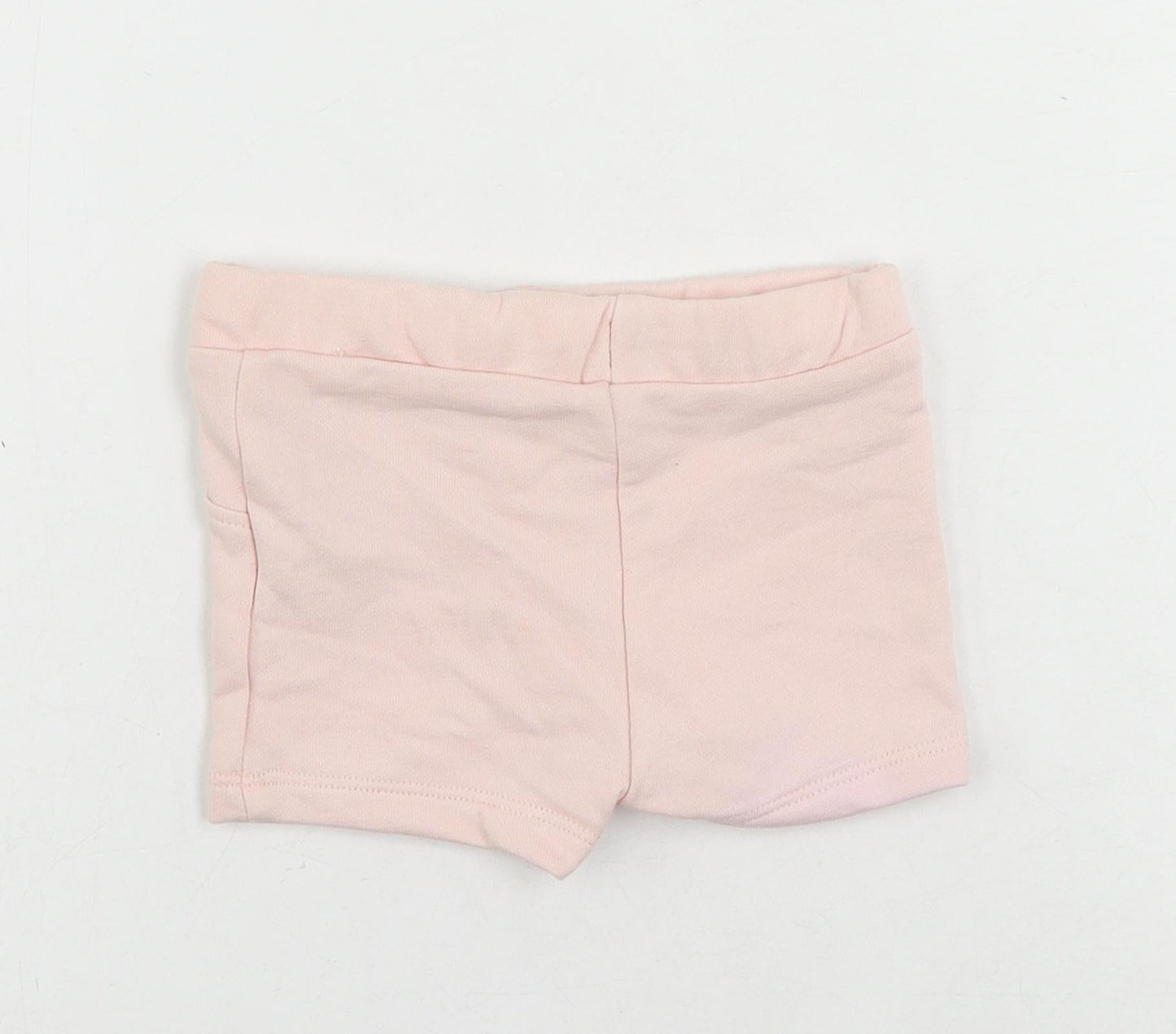 Marks and Spencer Baby Pink Cotton Jogger Trousers Size 0-3 Months Drawstring - Cropped
