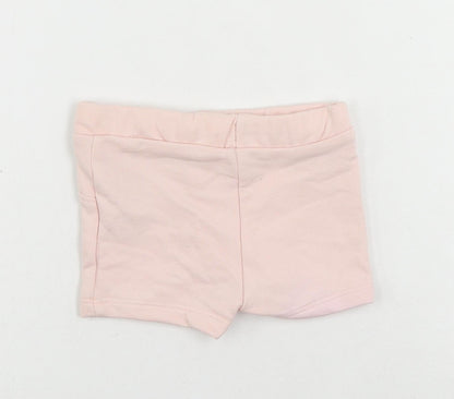 Marks and Spencer Baby Pink Cotton Jogger Trousers Size 0-3 Months Drawstring - Cropped