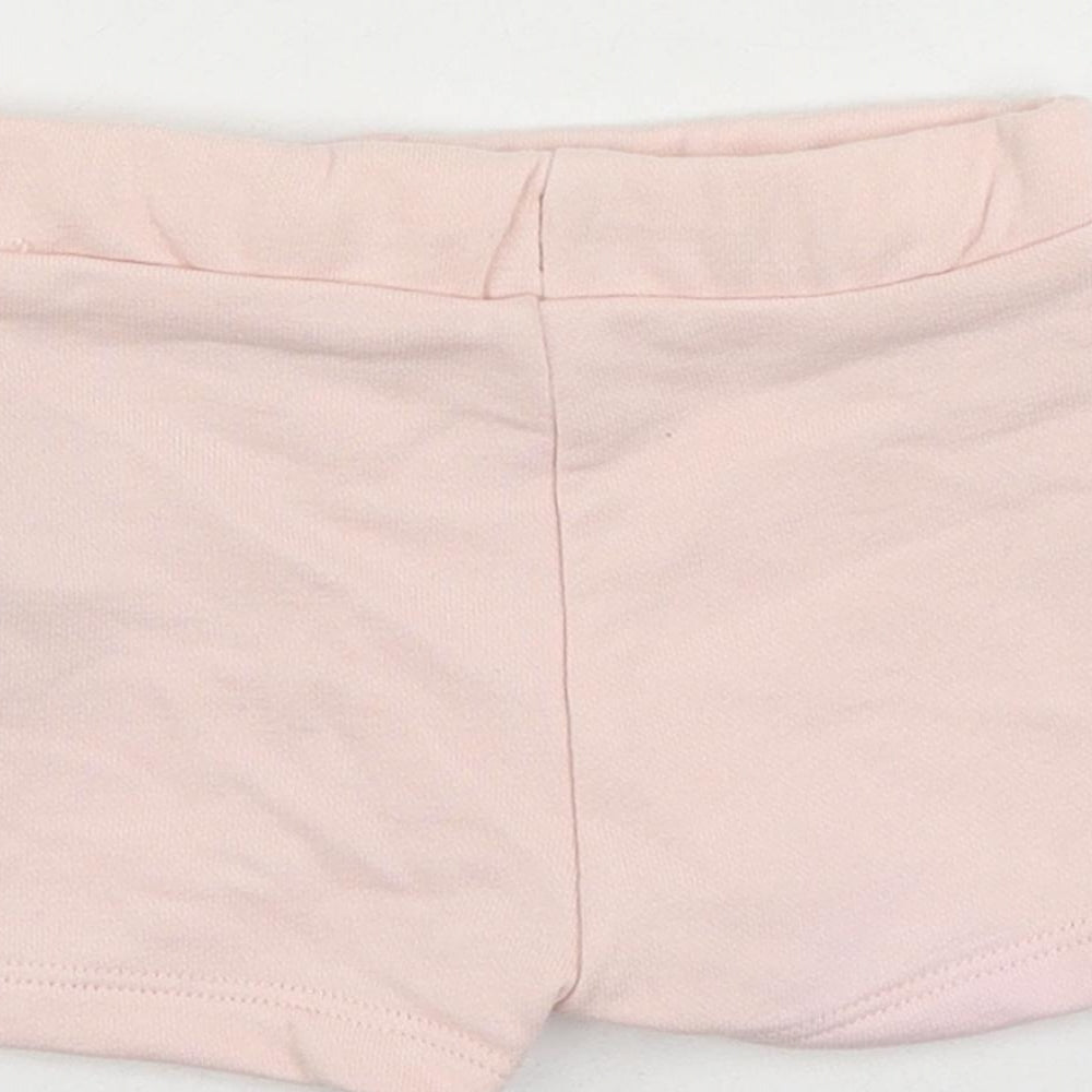 Marks and Spencer Baby Pink Cotton Jogger Trousers Size 0-3 Months Drawstring - Cropped