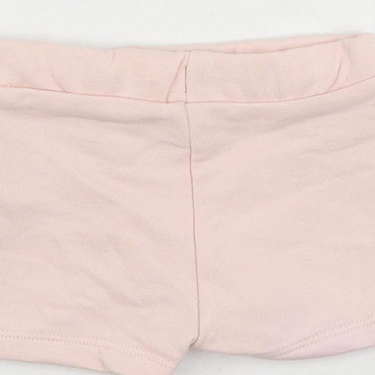 Marks and Spencer Baby Pink Cotton Jogger Trousers Size 0-3 Months Drawstring - Cropped