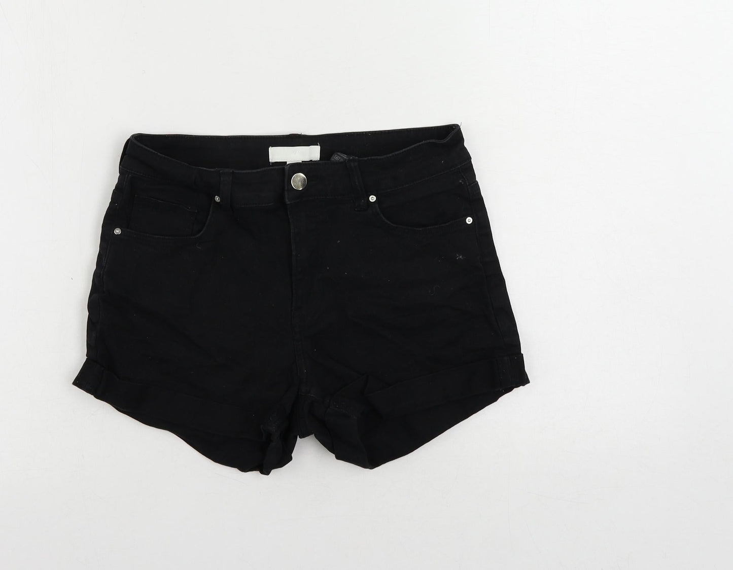 H&M Womens Blue Cotton Hot Pants Shorts Size 8 L3 in Regular Zip