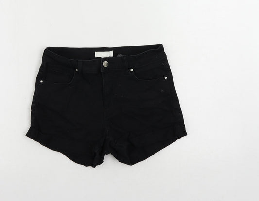 H&M Womens Blue Cotton Hot Pants Shorts Size 8 L3 in Regular Zip