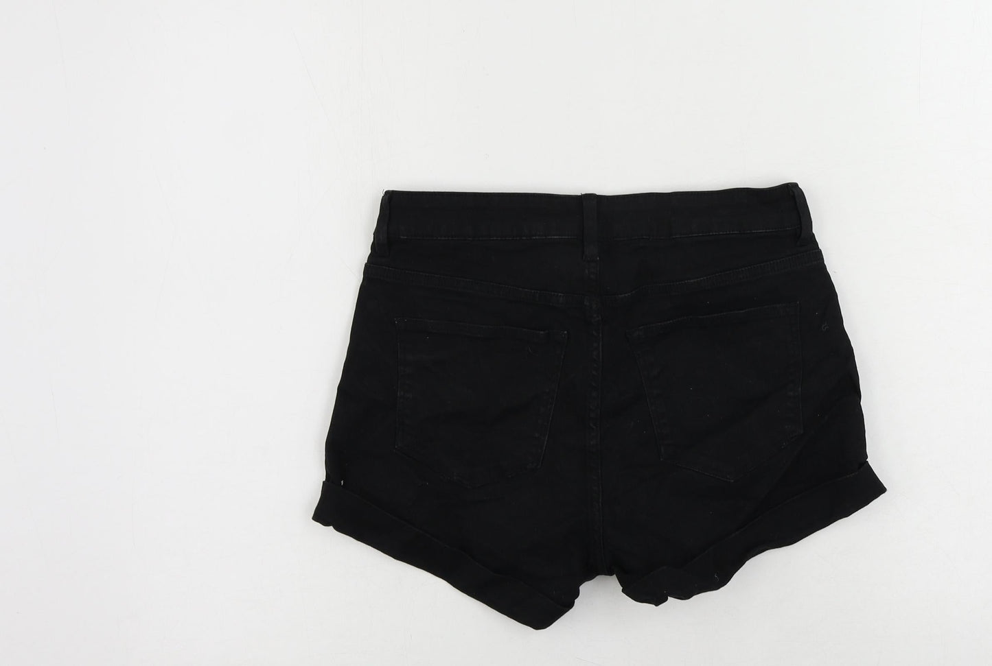 H&M Womens Blue Cotton Hot Pants Shorts Size 8 L3 in Regular Zip