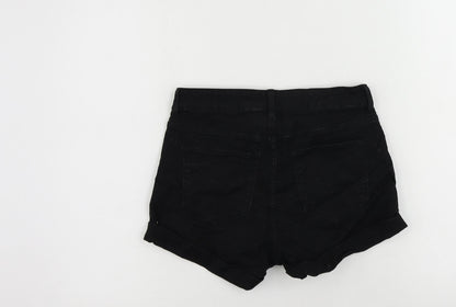 H&M Womens Blue Cotton Hot Pants Shorts Size 8 L3 in Regular Zip