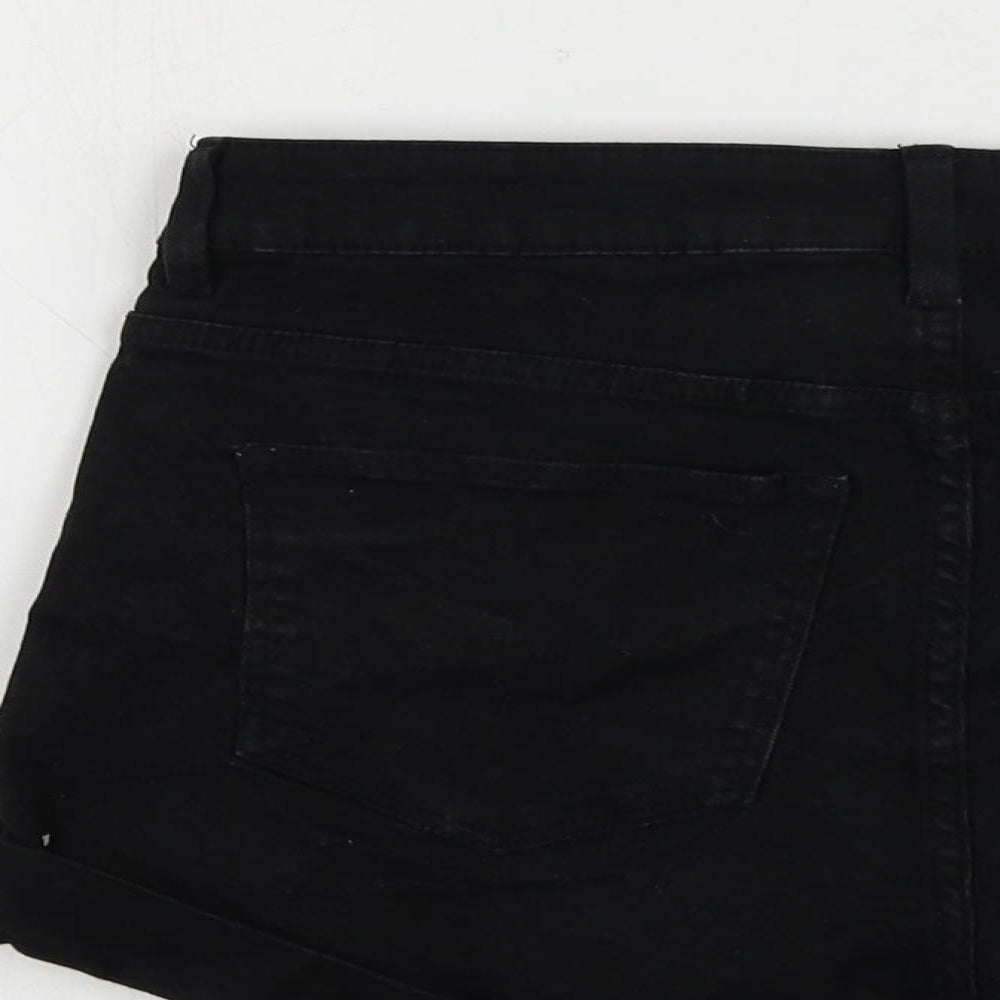 H&M Womens Blue Cotton Hot Pants Shorts Size 8 L3 in Regular Zip