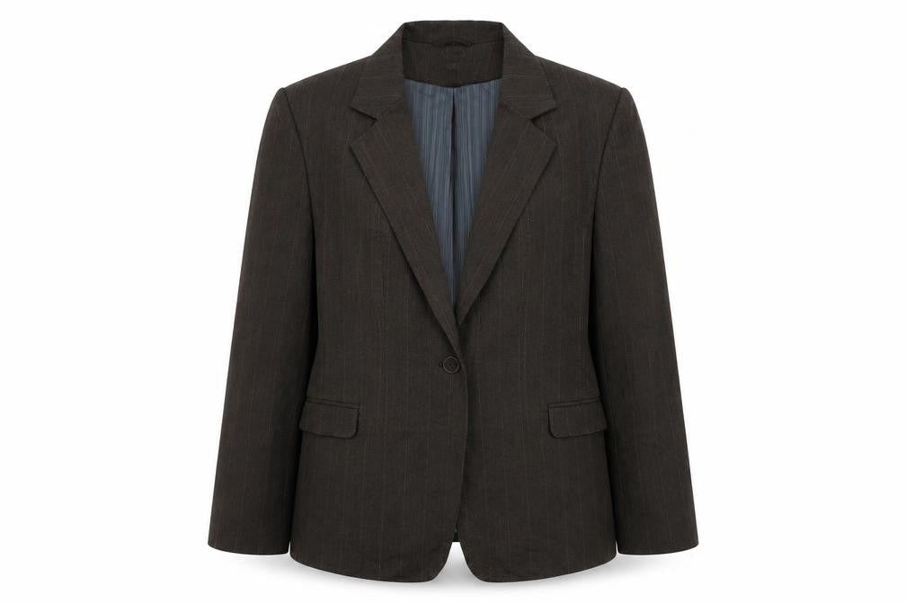 Next Womens Brown Striped Jacket Blazer Size 16 Button