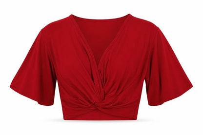 Womens UK Size 10 Boohoo Red Cropped Blouse