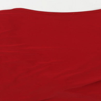 Boohoo Womens Red Polyester Cropped Blouse Size 10 V-Neck - Front Twist