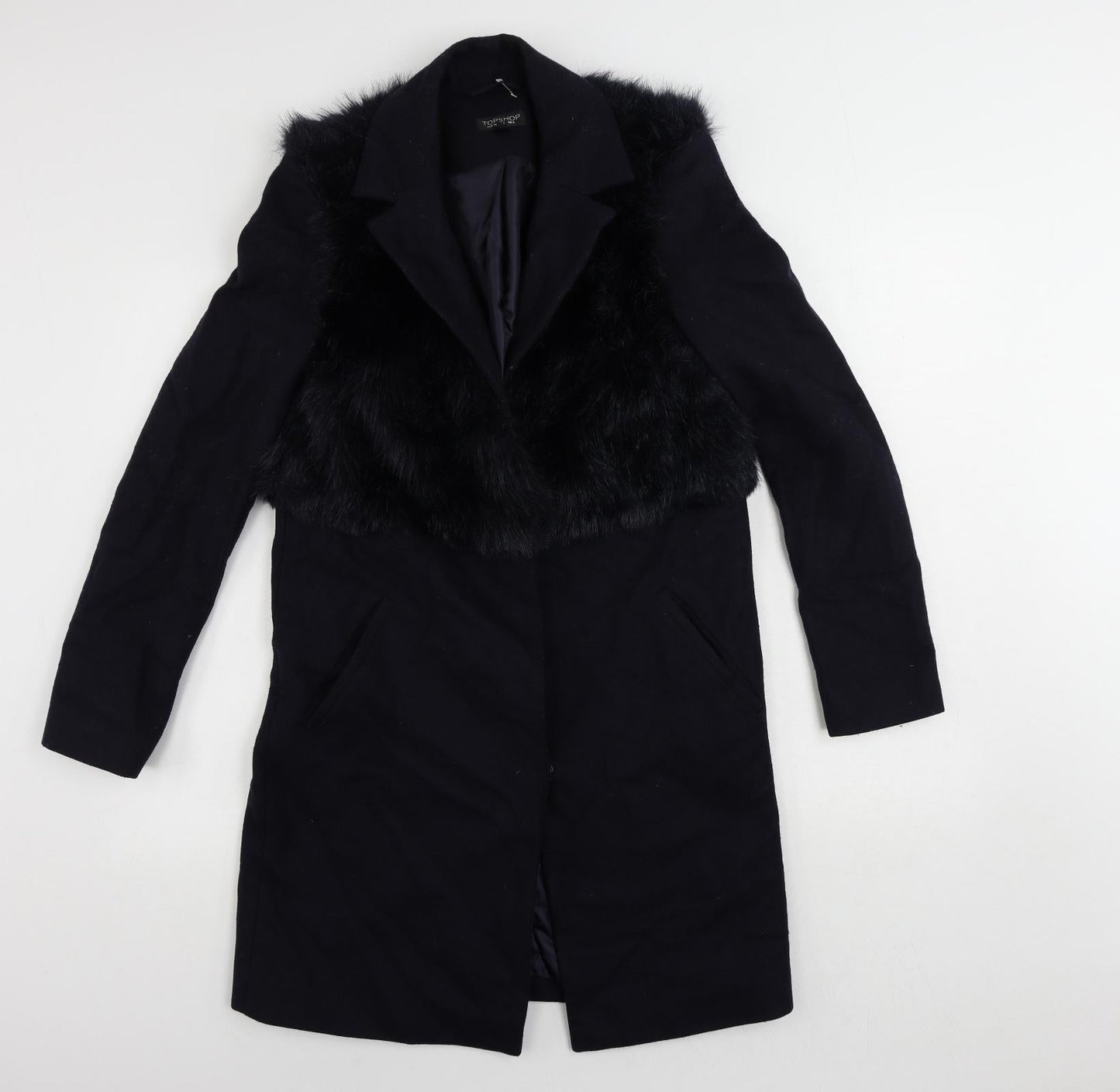 Womens UK Size 6 Topshop Blue Overcoat
