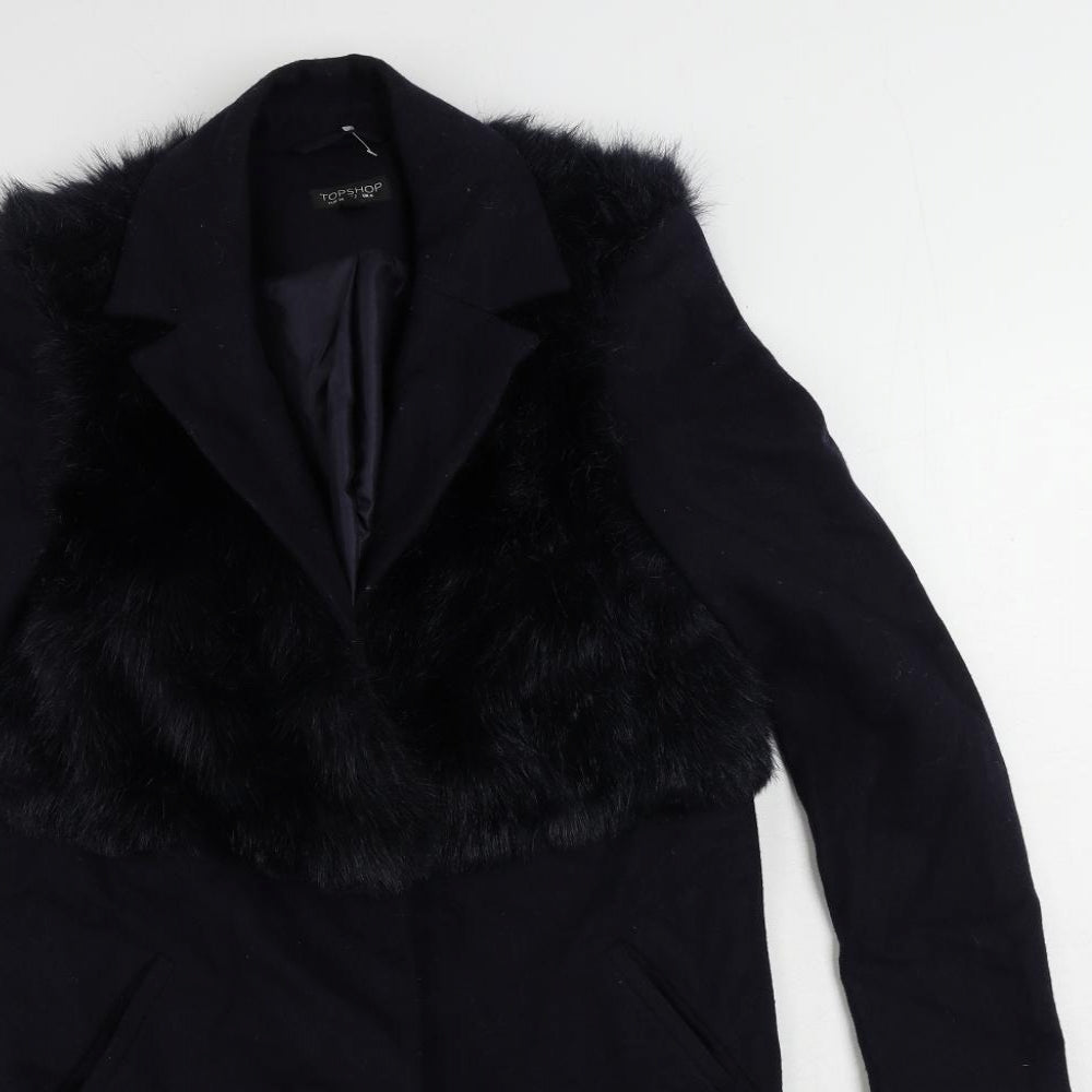 Womens UK Size 6 Topshop Blue Overcoat