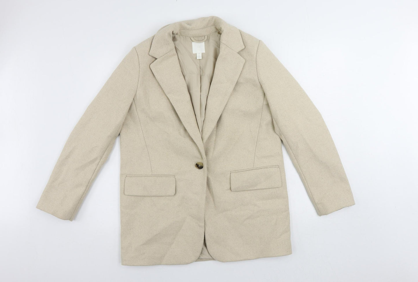 Womens UK Size S H&M Beige Overcoat