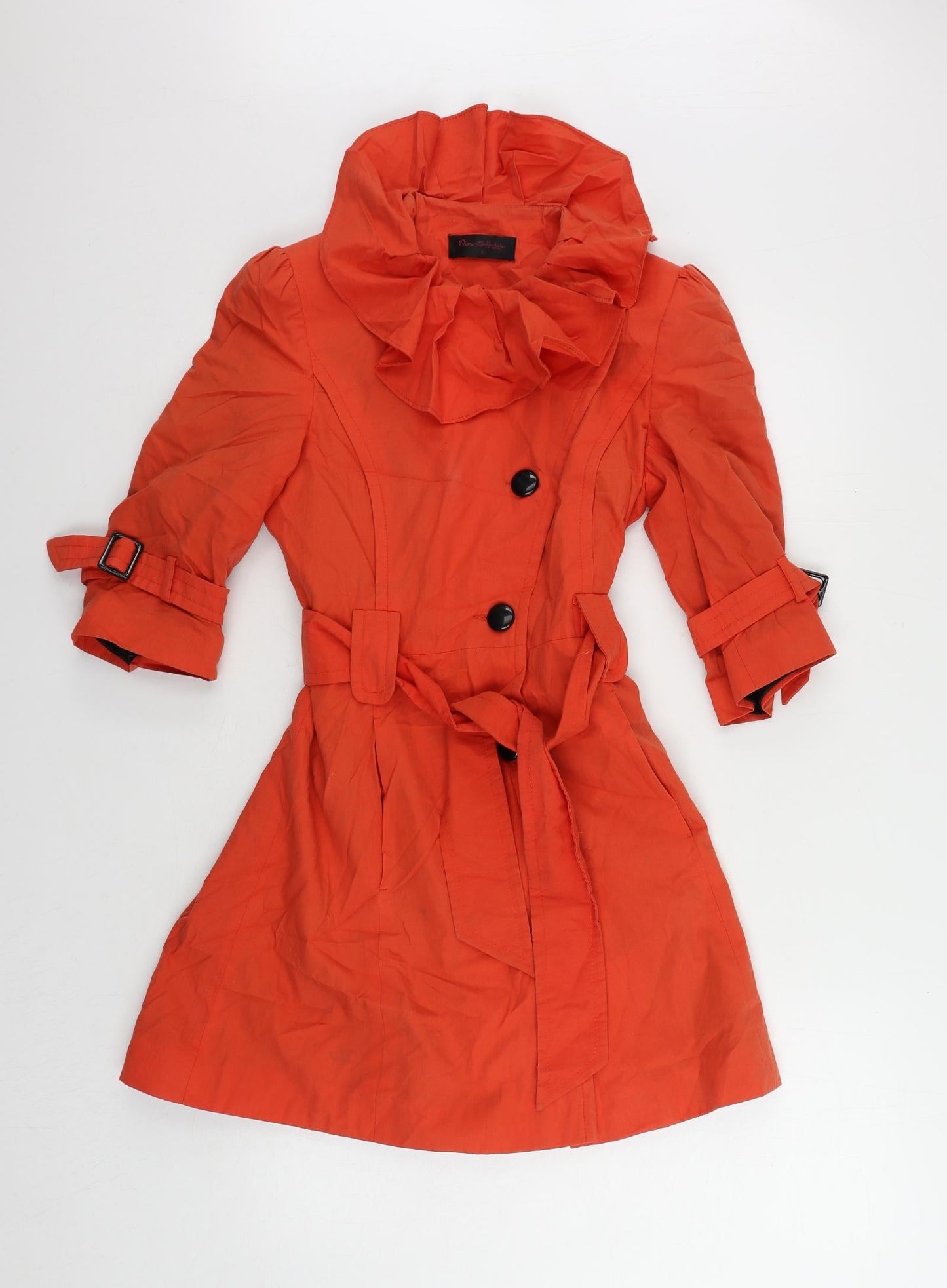 Miss Selfridge Womens Red Trench Coat Coat Size 8 Button - Belted