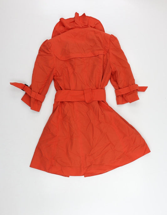 Miss Selfridge Womens Red Trench Coat Coat Size 8 Button - Belted