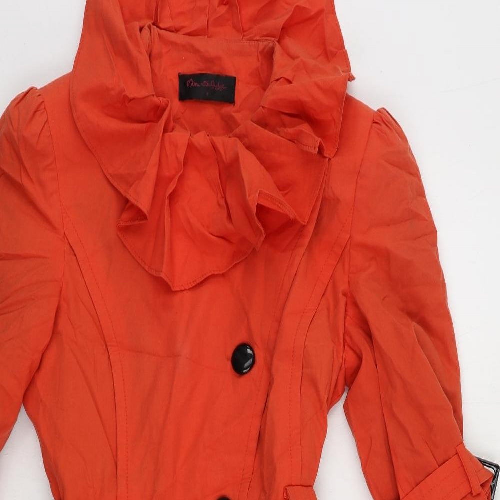 Miss Selfridge Womens Red Trench Coat Coat Size 8 Button - Belted