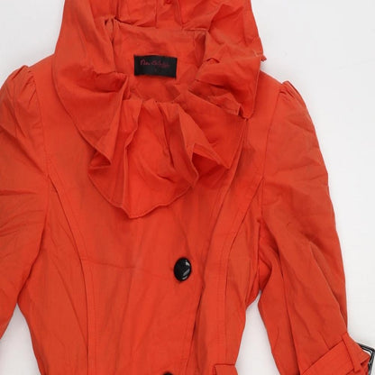 Miss Selfridge Womens Red Trench Coat Coat Size 8 Button - Belted