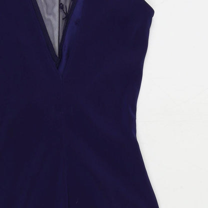 Lipsy Womens Blue Polyester Pencil Dress Size 10 Round Neck Pullover - Embellished